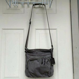 Tumi gray nylon crossbody handbag